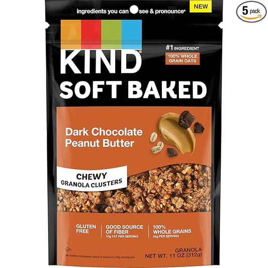KIND Soft Baked Granola, Dark Chocolate Peanut Butter, 11 oz (Pack of 5)