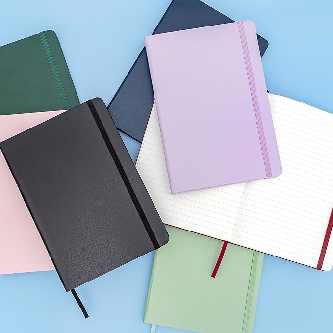 PAPERAGE Lined Journal Notebook, (Coral), 160 Pages, Medium 5.6 in x 8 in - 100 GSM Thick Paper – Hardcover Journaling Notebook for Work, School & Note Taking