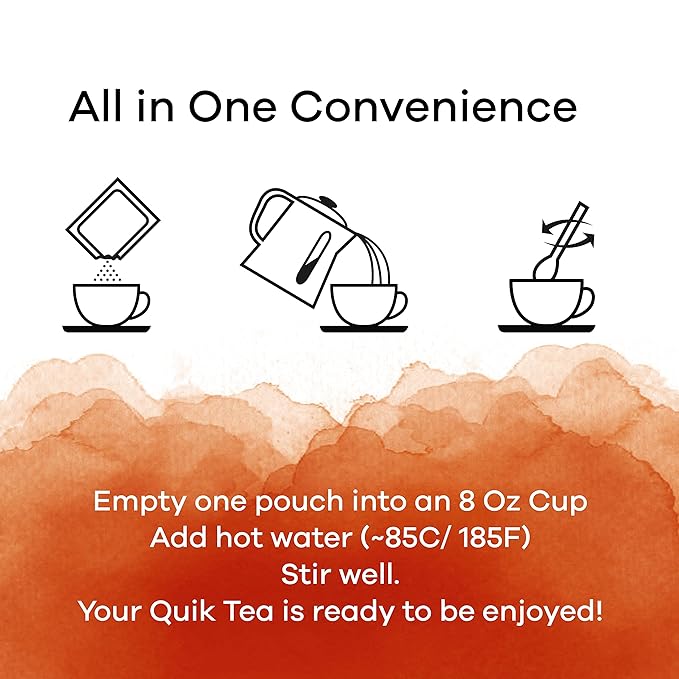 QuikTea Ginger Chai Tea Latte – 10 Count, Bold Ginger Flavor, no preservatives – Just Add Hot Water