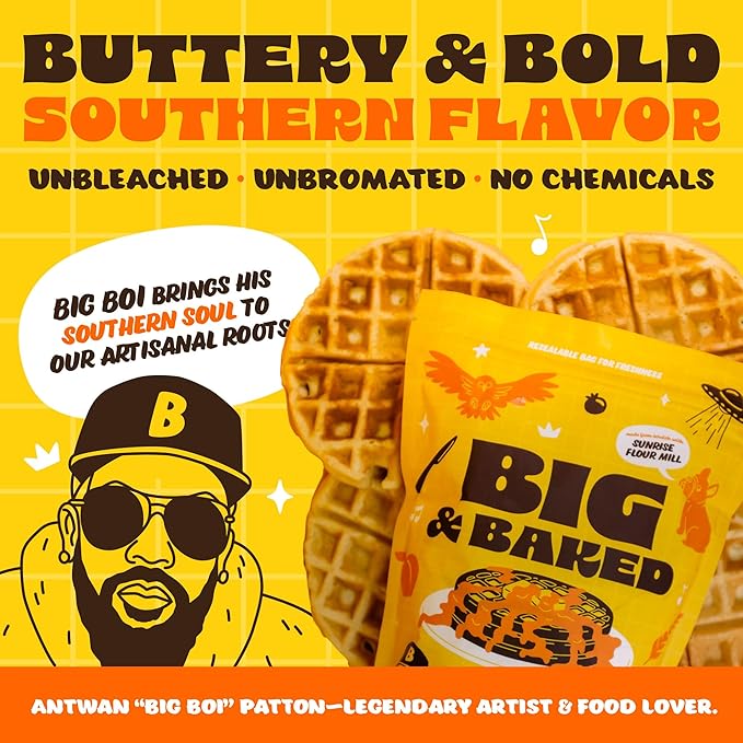 Sunrise Flour Mill Big & Baked Waffle Mix | 2 LB | Organic Heritage Wheat | Light, Crisp & Flavorful | Easier to Digest than Modern Wheat | No Artificial Ingredients | Non-Aluminum Baking Powder