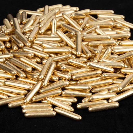 Twisweet Gold Rods Sprinkles, Edible Sugar Sprinkles for Cake Decorating, Candy Rods for Baking, Cake Topper Ice Cream Cupcake Cookie Donut Decorations, Wedding Valentines Birthday Party Christmas Easter Supplies (130g/4.58oz)