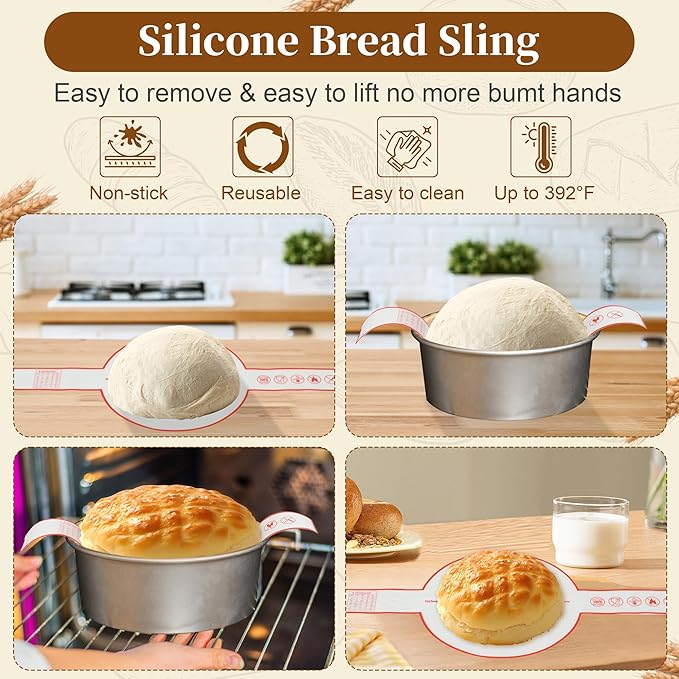 Sourdough Starter Kit, 9" Round & 10" Oval Banneton Bread Proofing Basket Set, Sourdough Bread Baking Supplies, Bread Making Tools Gift Set for Beginner Professional Bakers
