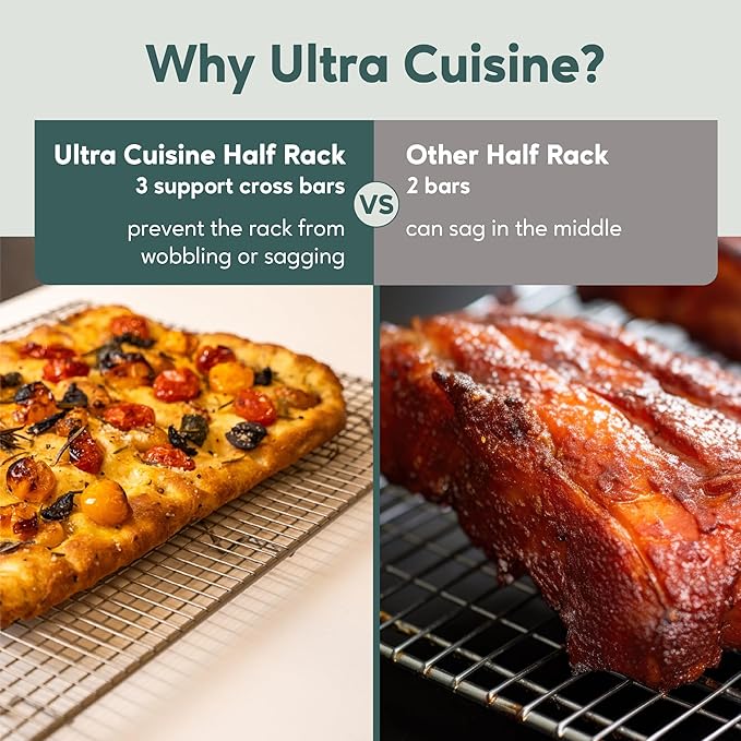 Ultra Cuisine Heavy Duty 100% Stainless Steel Cooling Rack for Cooking and Baking - Baking Rack & Wire Cooling Rack - Fits Half Sheet and Jelly Roll Sheet Pans - 11.5''x16.5'' & 10''x14.75''