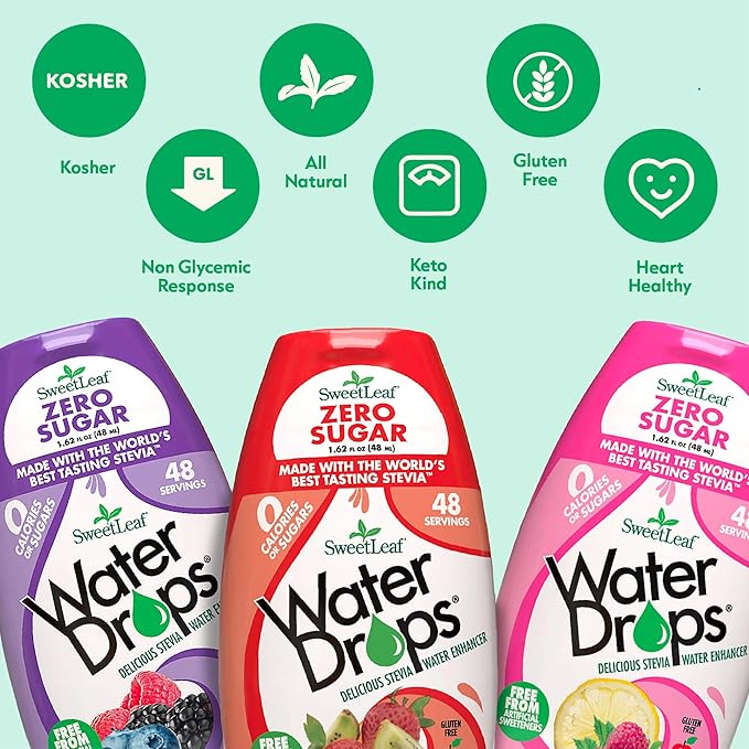 SweetLeaf Water Flavoring Drops - Stevia Water Enhancer, Sugar Free, Zero Calorie Water Additive for Flavor, Contains Monk Fruit Extract, Gluten Free, Keto Friendly - 1.62 Fl Oz (Variety Pack of 6)