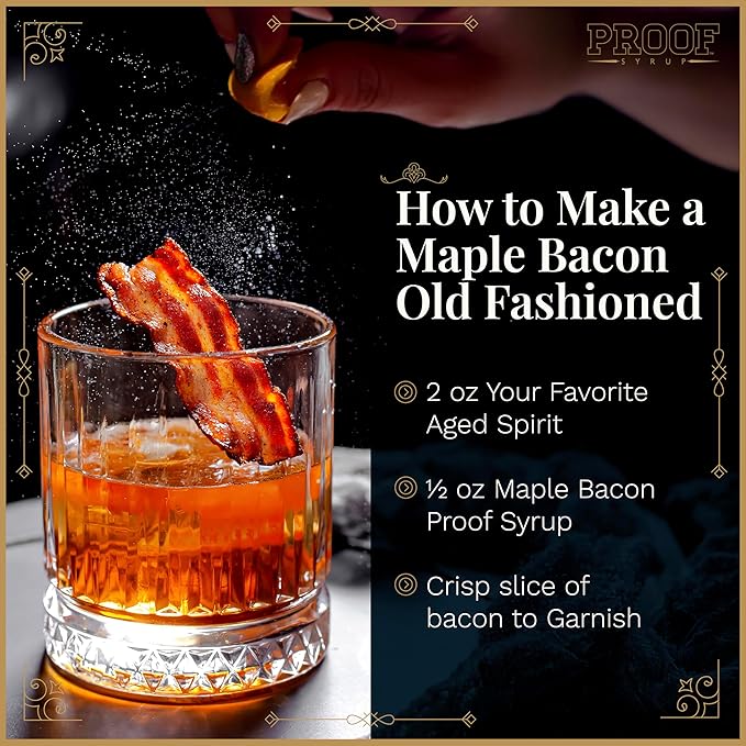 Proof Syrup - Old Fashioned Cocktail Mix - Made with Real Bitters & Cane Sugar - Maple Bacon - Fast, Easy, Delicious, Handcrafted Cocktail Syrup - 4oz
