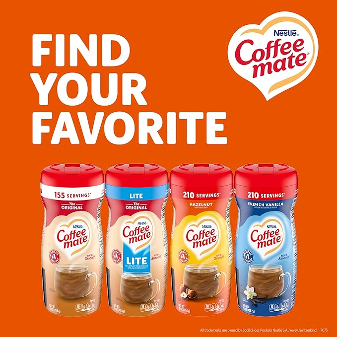 Nestle Coffee mate Coffee Creamer, Hazelnut, Non Dairy Powder Creamer, 15 oz Canister (Pack of 12)