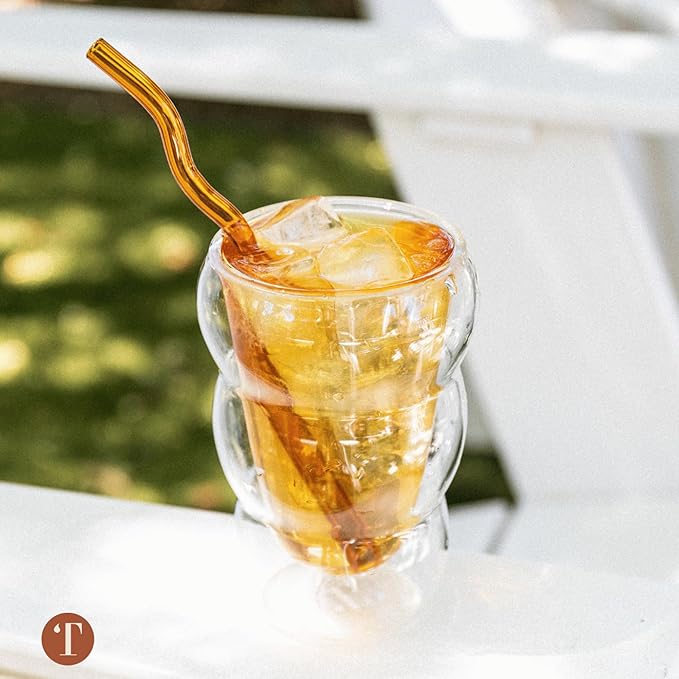 Glass Cloud cups 12 oz Double Wall Insulated Glass Cups - heat-resistant borosilicate glass -perfect for iced teas, lattes, and all your favorite sips (White)