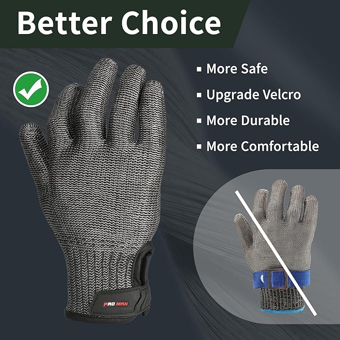 Schwer Ultimate Cut Resistant Gloves Beyond ANSI A9, Reinforced Stainless Steel Glove, Food Grade Mesh Metal Gloves for Butcher Meat Cutting, Oyster Shucking, Mandoline, PR1708 (M, 50 pairs)