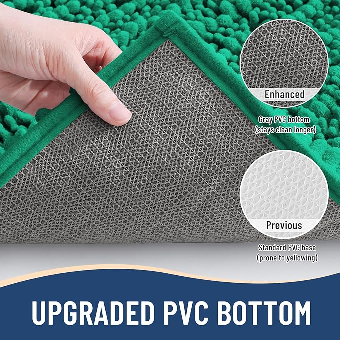 Arotive Luxury Chenille Bathroom Rug Mat, Extra Soft Thick Absorbent Shaggy Bath Rugs, Non-Slip Machine Wash Dry, Plush Bath Mats for Bathroom, Shower and Tub, 36x24, Emerald