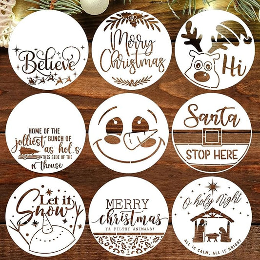 Large Christmas Stencils 12” Christmas Stencil for Painting on Wood Holiday Stencils for Crafts Reusable Merry Christmas Drawing Templates for Door Hanger Porch Wreath Doormat Decor