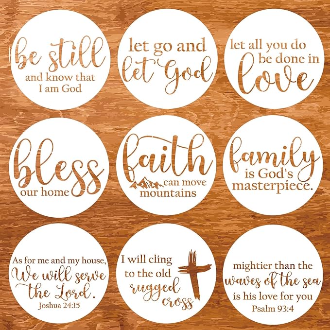 Round Christian Stencils 12” Religious Faith Stencil Jesus Plastic Stencils for Painting on Wood Canvas Mat Door Hanger