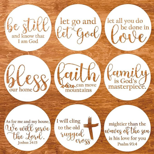 Round Christian Stencils 12” Religious Faith Stencil Jesus Plastic Stencils for Painting on Wood Canvas Mat Door Hanger