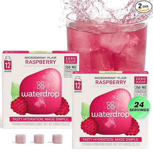 Waterdrop Hydration Cubes, Elderflower & Lime Blossom, Vitamin C, E & Potassium, On The Go Water Enhancer Drops for Still & Sparkling Water, Low Calorie, Zero Sugar, Gluten Free, Non GMO, Vegan, 24 CT