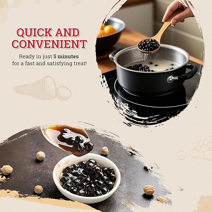 52USA Boba Tapioca Pearl, Black Sugar Flavor, Fresh Bubble Tea Pearl, 8.8 Oz (250 g), Black Tapioca Pearl For Bubble Tea, Ready in 5 Minutes (Pack of 1)