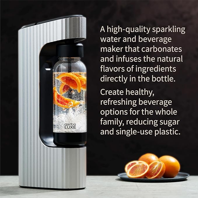 Twenty39 qarbo LUXE Premium Sparkling Water Maker - Anodised Aluminium Carbonator for Home, Carbonates Any Drink (CO2 Cylinder Sold Separately)
