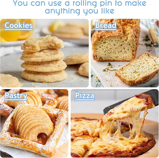 Rolling Pin Dough Roller for Baking with Thickened Non Stick Silicone Metal Handle Rolling Pin Stainless steel Fondant Roller Pin Cookie Pastry Kitchen Accessories 13.8 X 1.5 Inches