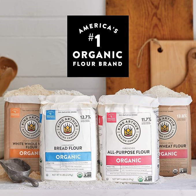 King Arthur, 100% Organic Whole Wheat Flour, 100% Whole Grain, Non-GMO Project Verified, 2 Pounds (Pack of 12)