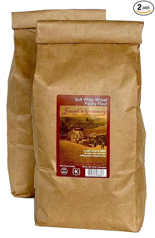 Soft White Whole Wheat Pastry Flour, 16 lbs, Joseph's Grainery Freshly Ground Flour, Non-GMO, Kosher Certified