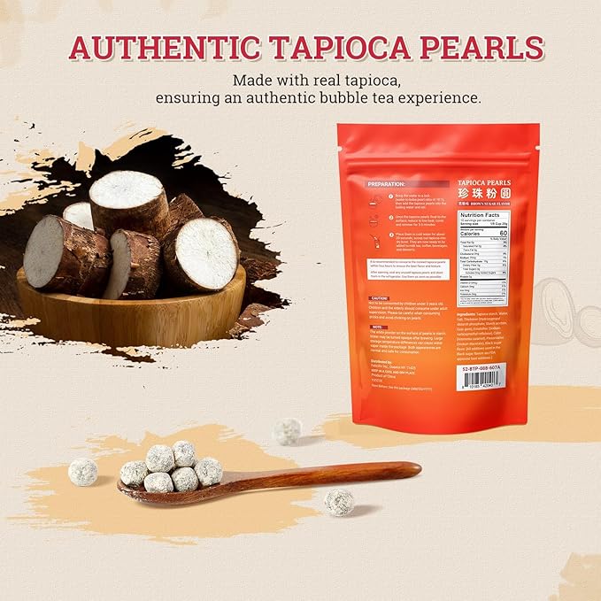 52USA Boba Tapioca Pearl, Black Sugar Flavor, Fresh Bubble Tea Pearl, 8.8 Oz (250 g), Black Tapioca Pearl For Bubble Tea, Ready in 5 Minutes (Pack of 1)