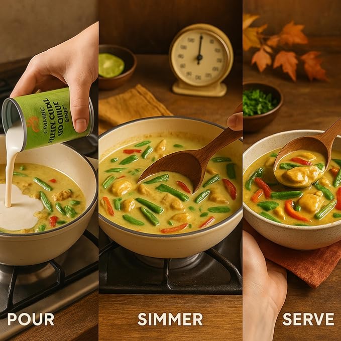 Islands Harvest Organic Green Curry Coconut Milk Pack of 12 - Vegan, Kosher, Halal, Non-Gmo, Usda Organic Green Curry - No Added Artificial Flavors, Colors & Preservatives