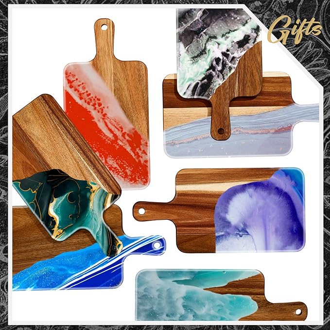 Nuenen 50 Pcs Wood Cutting Board with Handle 15.7 x 7.8 Inch Acacia Bamboo Wooden Serving Kitchen Chopping Boards for Pizza, Bread, Cheese, Charcuterie, Fruit, Vegetables (Acacia)