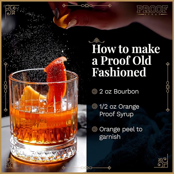 Proof Syrup - Old Fashioned Cocktail Mix - Made with Real Bitters & Cane Sugar - Orange Flavor - Fast, Easy, Delicious, Handcrafted Cocktail Syrup - 4oz
