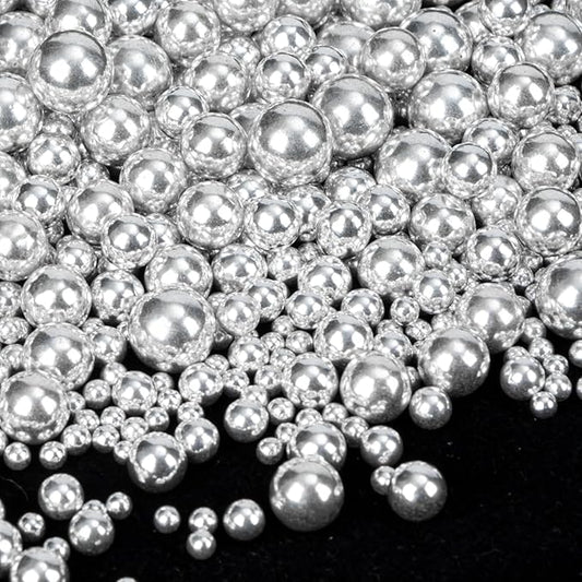 Twisweet Silver Pearl Sprinkles for Cake Decorating, Edible Sugar Pearls for Baking, Mix Size, Cake Topper Cupcake Cookie Ice Cream Dessert Decorations, Valentines Birthday Christmas Supplies (130g/4.58oz)