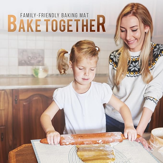 28 * 20 inches White grey, Non-Slip Silicone Baking Sheets - Baking Mat with 0.7mm Thickness - Non-Stick Pastry & Cookie Mat for Kitchen Counter for Rolling Out Dough with Measurements.