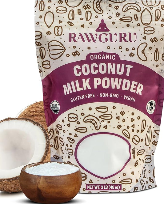RawGuru Organic Coconut Milk Powder - Vegan & Nutrient-Dense Powder with Iron & Potassium - Rich & Creamy Organic Milk for Drinking or Baking - 48 oz, Pack of 1