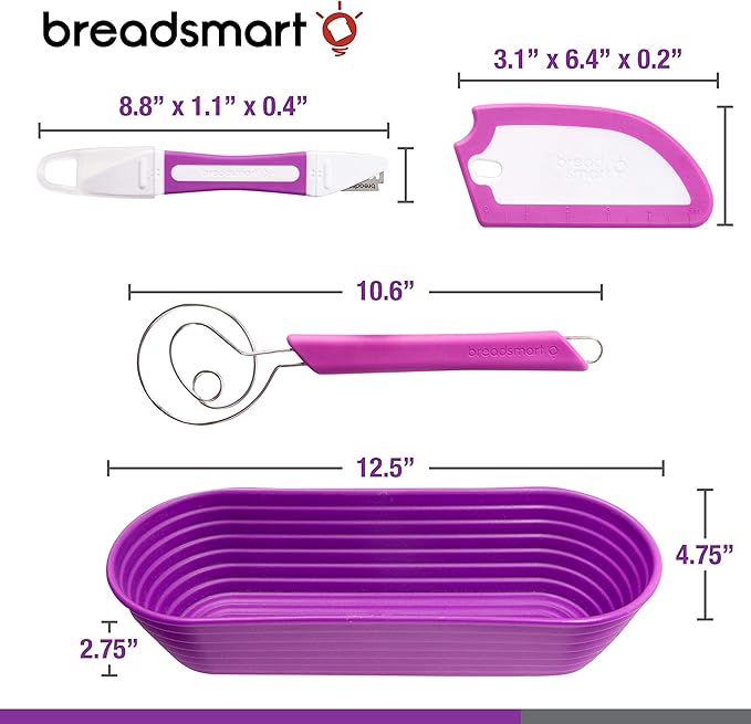 Artisan Bread Making Kit - 5PC Sourdough Bread Baking Supplies Set - Lame, Scraper, Whisk, Banneton Bread Proofing Basket & Cotton Liner