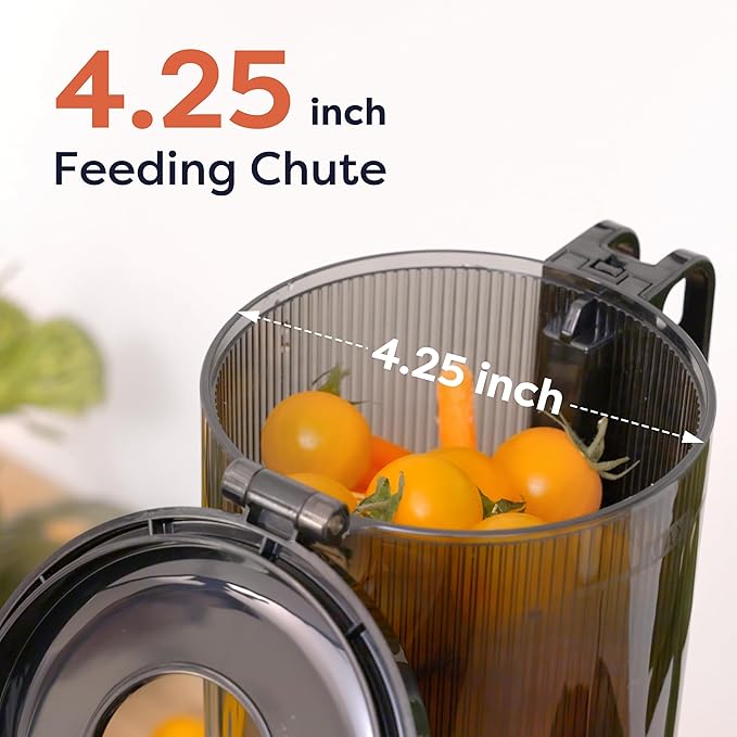 Ciarra Cold Press Juicer - 4.3” XL Feed Chute, Quiet Motor, 406Oz BPA-Free Juicer Machines, 90% Juice Yield Slow Masticating Juicer for Whole Fruits & Vegetables, Easy to Clean