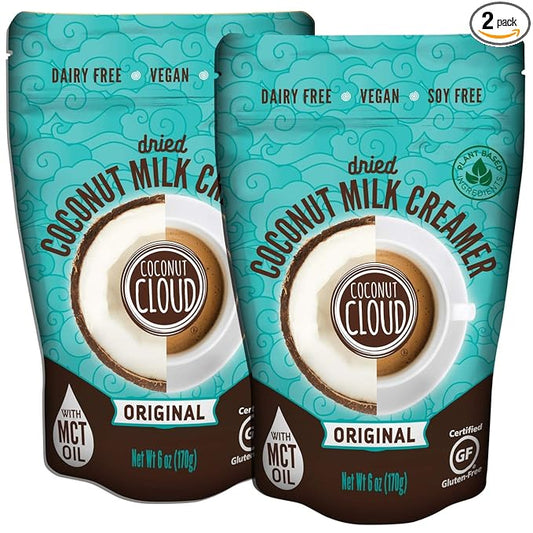 Coconut Cloud: Plant Based Dairy Free Coffee Creamer | Keto Friendly, Unsweetened Coconut Milk Powder | Low Sugar, Dairy Free, Non-GMO, Plant Based, Gluten & Soy Free, USA Made, (Original Flavor), 2-Pack