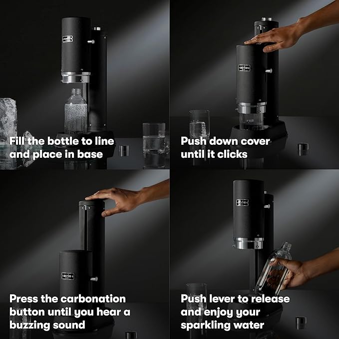 Aarke Carbonator Pro, Sparkling & Carbonation Water Machine, Stainless Steel with Glass Reusable Bottle Volume 800 mL/27 fl oz and CO2 Cylinder (Sand)