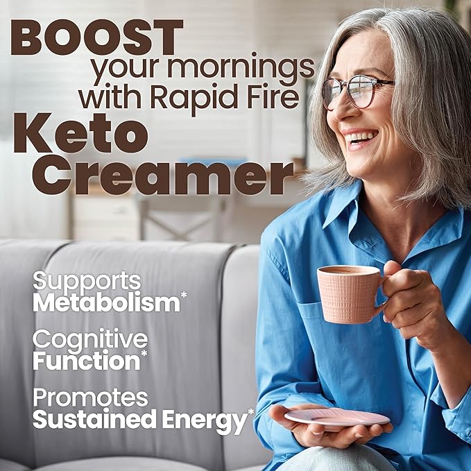Rapid Fire Keto Creamer, Coffee Creamer with Grass Fed Butter, MCT Oil, Himalayan Pink Salt, Delicious Original Flavor, Energy Support, 2 Pack, 40 Servings