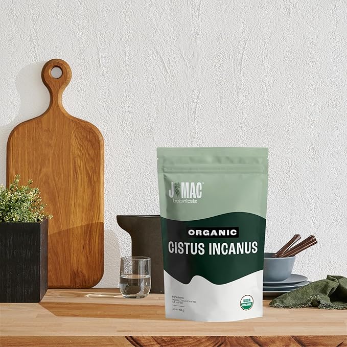 J Mac Botanicals Organic Cistus Incanus tea, also known as Rock Rose or Shepherd's Tea