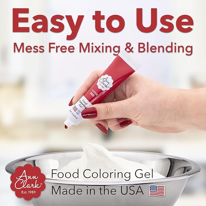 Ann Clark Cookie Cutters Professional-Grade Gel Food Coloring Made in USA .7 oz, 12 Colors