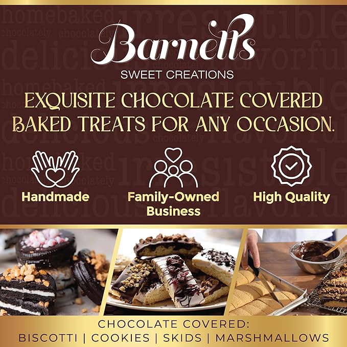 Barnetts Christmas Holiday Thanksgiving12 Chocolate Biscotti Gift Basket, Gourmet Cookies Gifts for Food Delivery, Ideas for Dad, Husband, Brother, Son, Grandfather, Girlfriend, Grandmother, Daughter, Mother