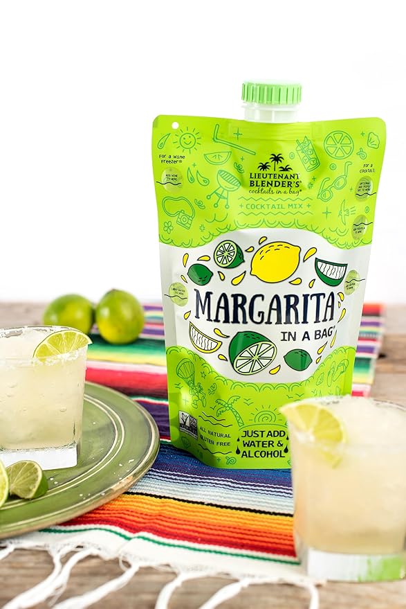 Lt. Blender's Margarita in a Bag - Margarita Mix - Each Bag Makes 1/2 Gallon of Frozen Margaritas – Non-GMO Cocktail Mix - No Blender Needed – Add Liquor, Wine or as a Mocktail (Pack of 3)