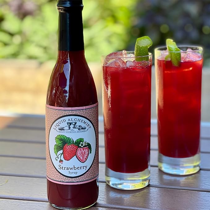 Liquid Alchemist Strawberry Syrup for Drinks - Real Ingredients Make our Strawberry Puree for Drinks a Perfect Margarita Mix - Our Flavored Syrup is Gluten & Dairy Free (12 oz)