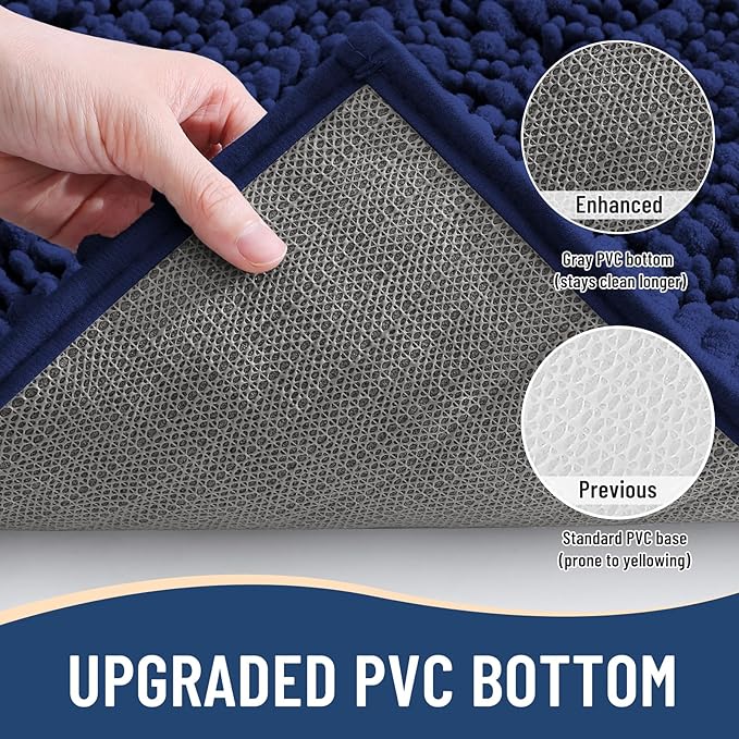 Arotive Luxury Chenille Bathroom Rug Mat, Extra Soft Thick Absorbent Shaggy Bath Rugs, Non-Slip Machine Wash Dry, Plush Bath Mats for Bathroom, Shower and Tub, 70x46, Navy