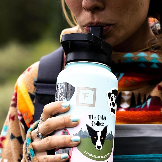 IRON °FLASK Camping & Hiking Hydration Flask with 3 Lids - Stainless Steel, Double Walled & Vacuum Insulated Water Bottle - Leak Proof & BPA Free (Midnight Black, Straw - 22 oz)