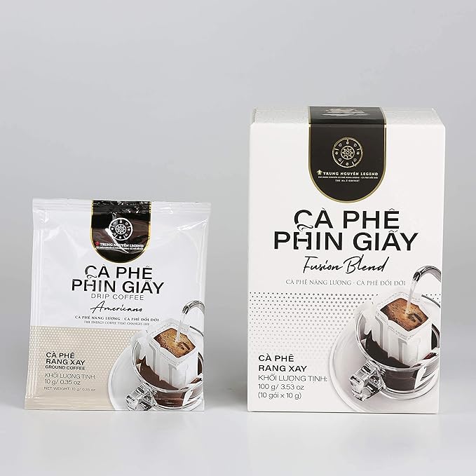 TRUNG NGUYEN LEGEND FUSION BLEND Signature Hand Drip Coffee Bag, Single-Served Pour Over Coffee, Portable Filter Bag for Travelling, Camping, Rich Flavourful Taste (10 Packets/Box)