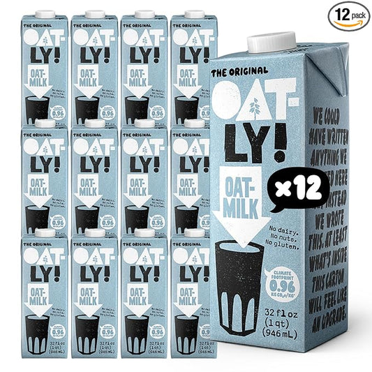 Oatly Original Oatmilk - Shelf-Stable, Creamy, Dairy-Free, Plant-Based Milk for Cereal, Smoothies, Baking & More (32 oz, 12-pack)