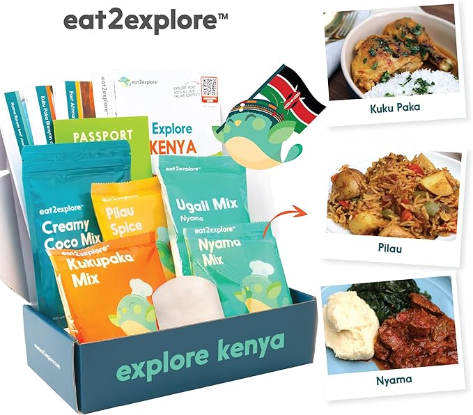 eat2explore Cooking Kits for Kids – Interactive & Educational Kids Cooking Sets Real for Ages 5 and Up,3 Recipe Cards & Global Ingredients – Fun Gift for Young Chefs (Kenya Edition)