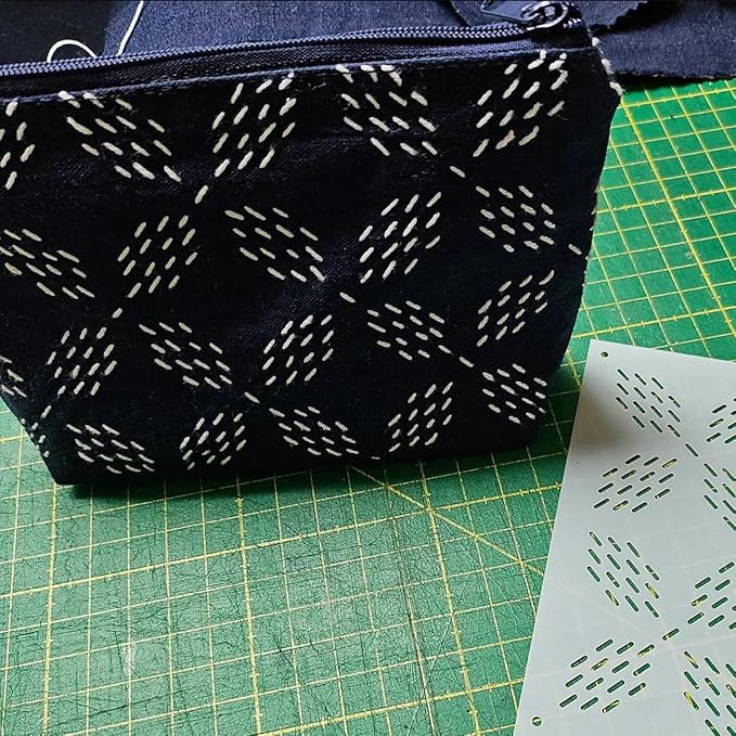 Sashiko Stencil 4.7inch Geometric Sashiko Pattern Template Drawing Line Quilting Stencils for Sewing Hand Quilting Embroidery