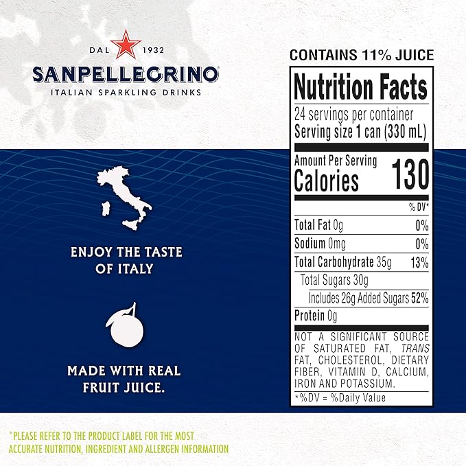 Sanpellegrino Italian Sparkling Drink Pompelmo, Sparkling Grapefruit Beverage, 24 Pack Of Cans