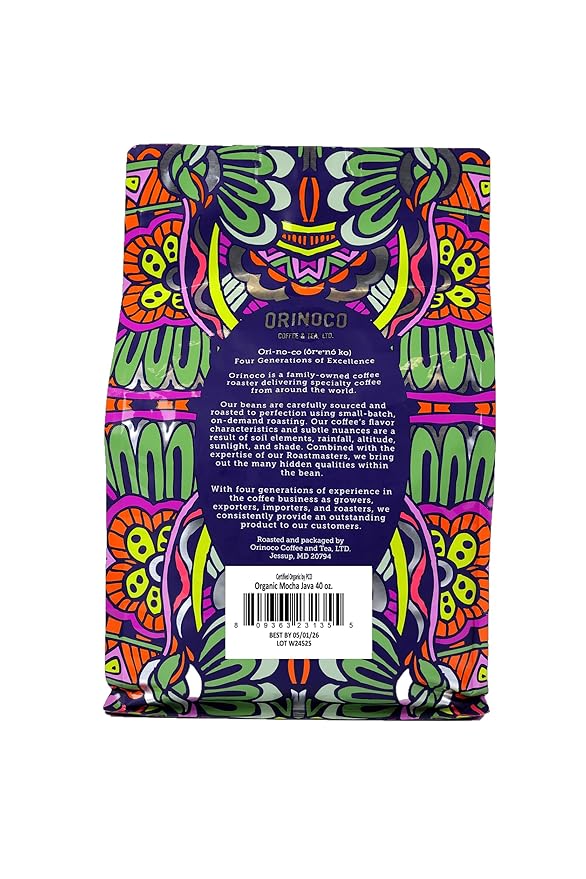 Orinoco Organic Mocha-Java Blend 2.5lb bag, Medium Roast, Whole Bean Coffee, 100% Organic Fair Trade Arabica beans…