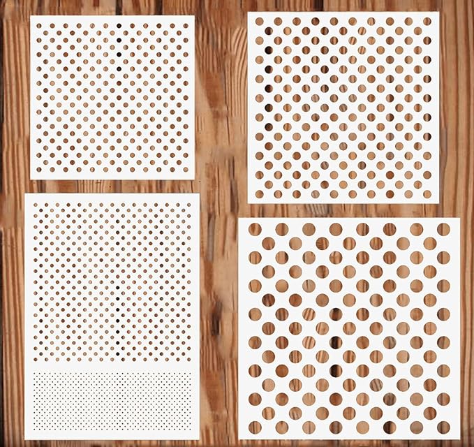 4PCS Dots Stencil 4 Sizes Polka Dot Stencils Painting Template Reusable Plastic Starburst Stencils for Painting on Wood Wall Decor