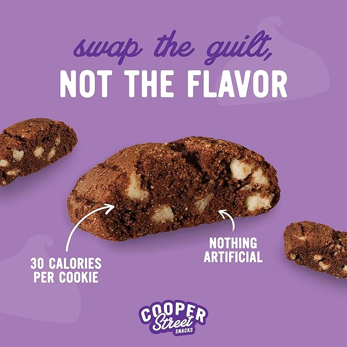 Cooper Street Twice-Baked Brownie Chocolate Biscotti Cookies (16 oz) - Over 50 Two-Bite Mini Italian Style Biscotti Snacks - Dairy-Free, Peanut Free, Kosher, Low-Calorie, Perfect with Coffee or Tea