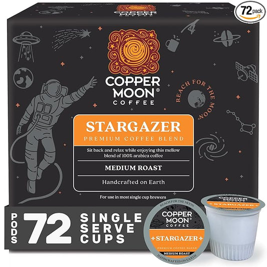 Copper Moon Single Serve Coffee Pods for Keurig K-Cup Brewers, Medium Roast, Stargazer Blend, 72 Count